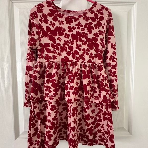 Member’s Mark Girls 5T Long Sleeve Red Dress with Red Flowers & Ruffle Skirt - Picture 1 of 4